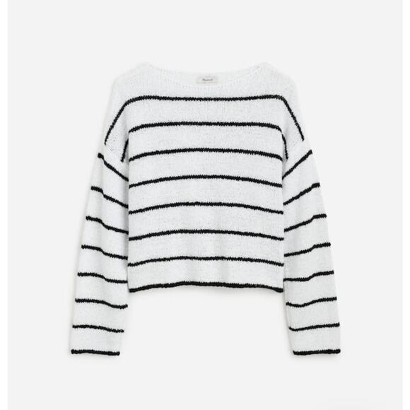 NWT Madewell Boatneck Pullover Sweater Black White Size XXL Retail $110 - Picture 3 of 11